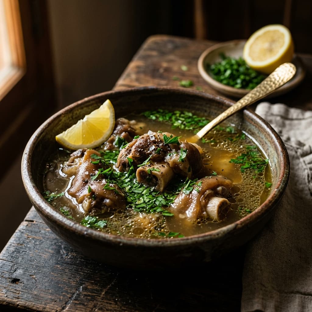شوربة كوارع كيتو غنية بالكولاجين
